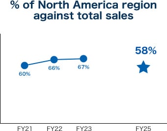 % of North America region against total sales